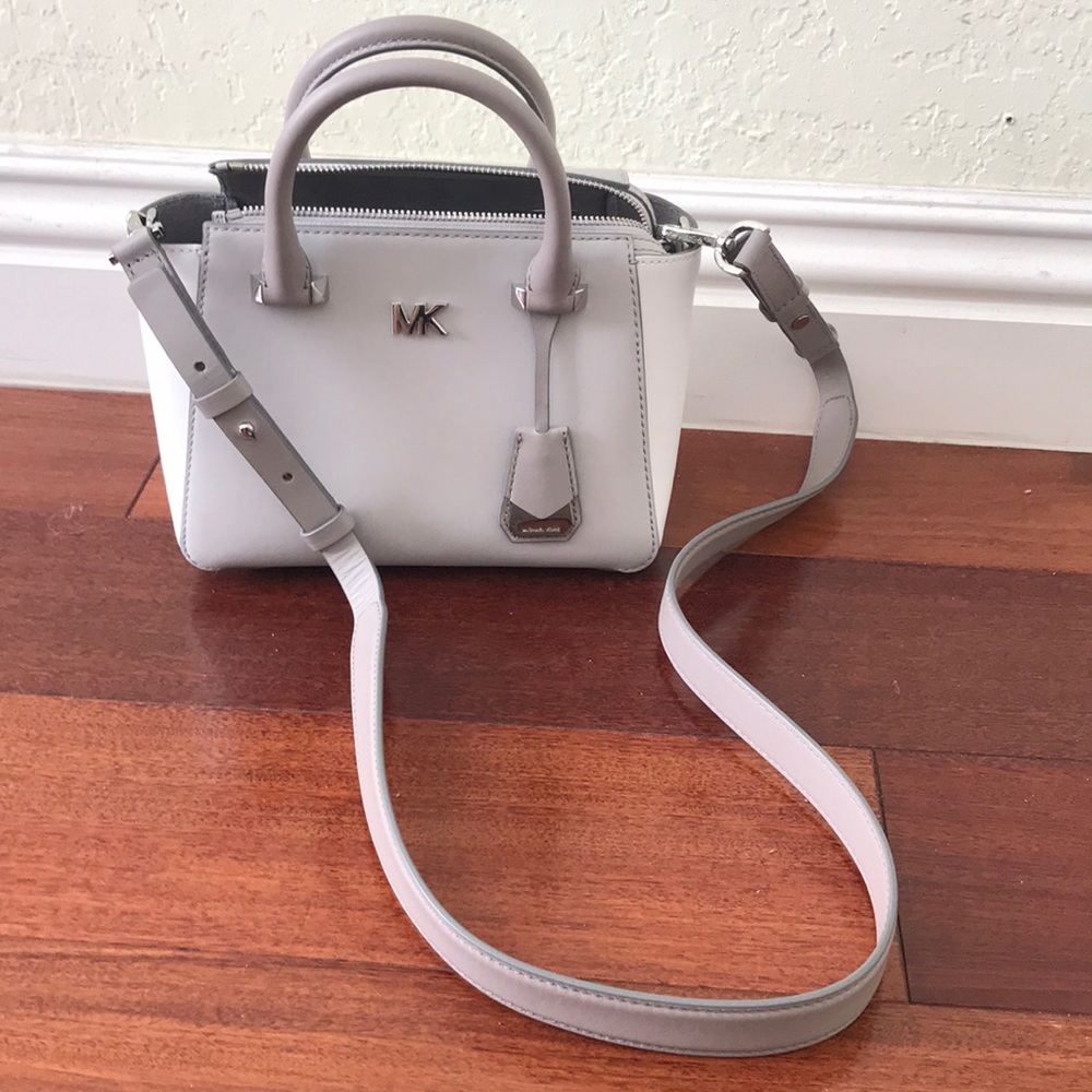 Micheal Kors white and gray crossbody bag